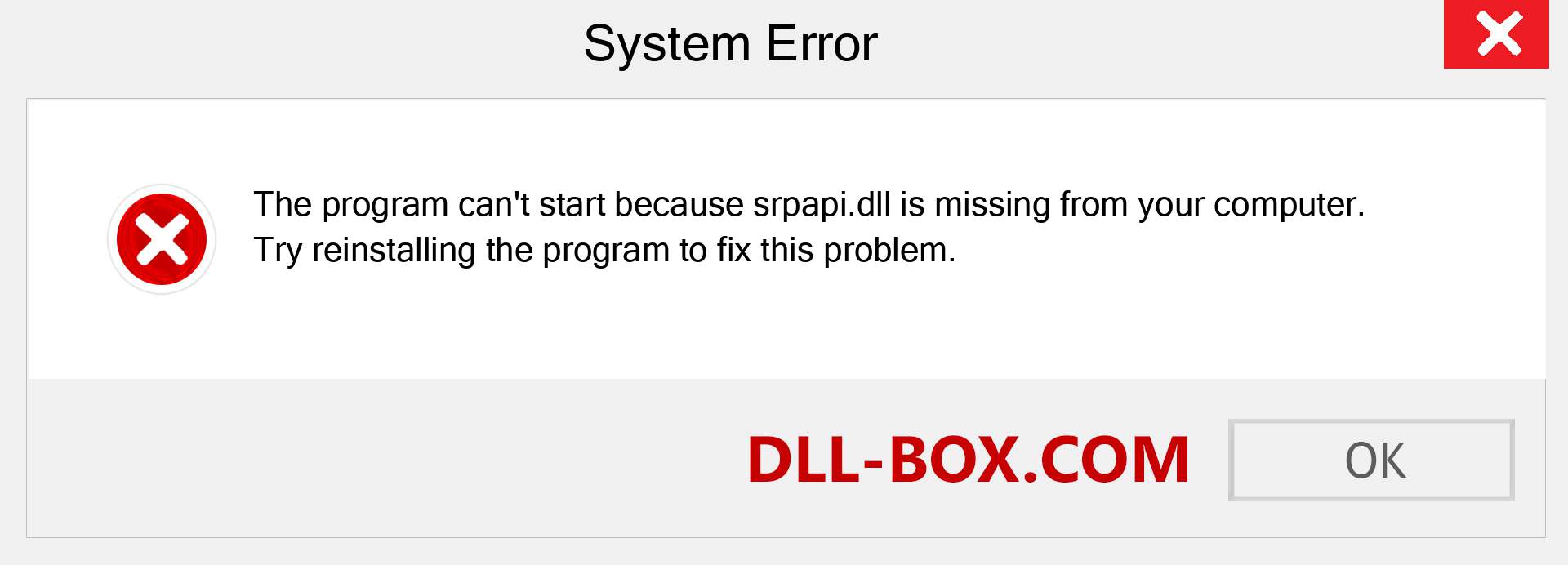  srpapi.dll file is missing?. Download for Windows 7, 8, 10 - Fix  srpapi dll Missing Error on Windows, photos, images